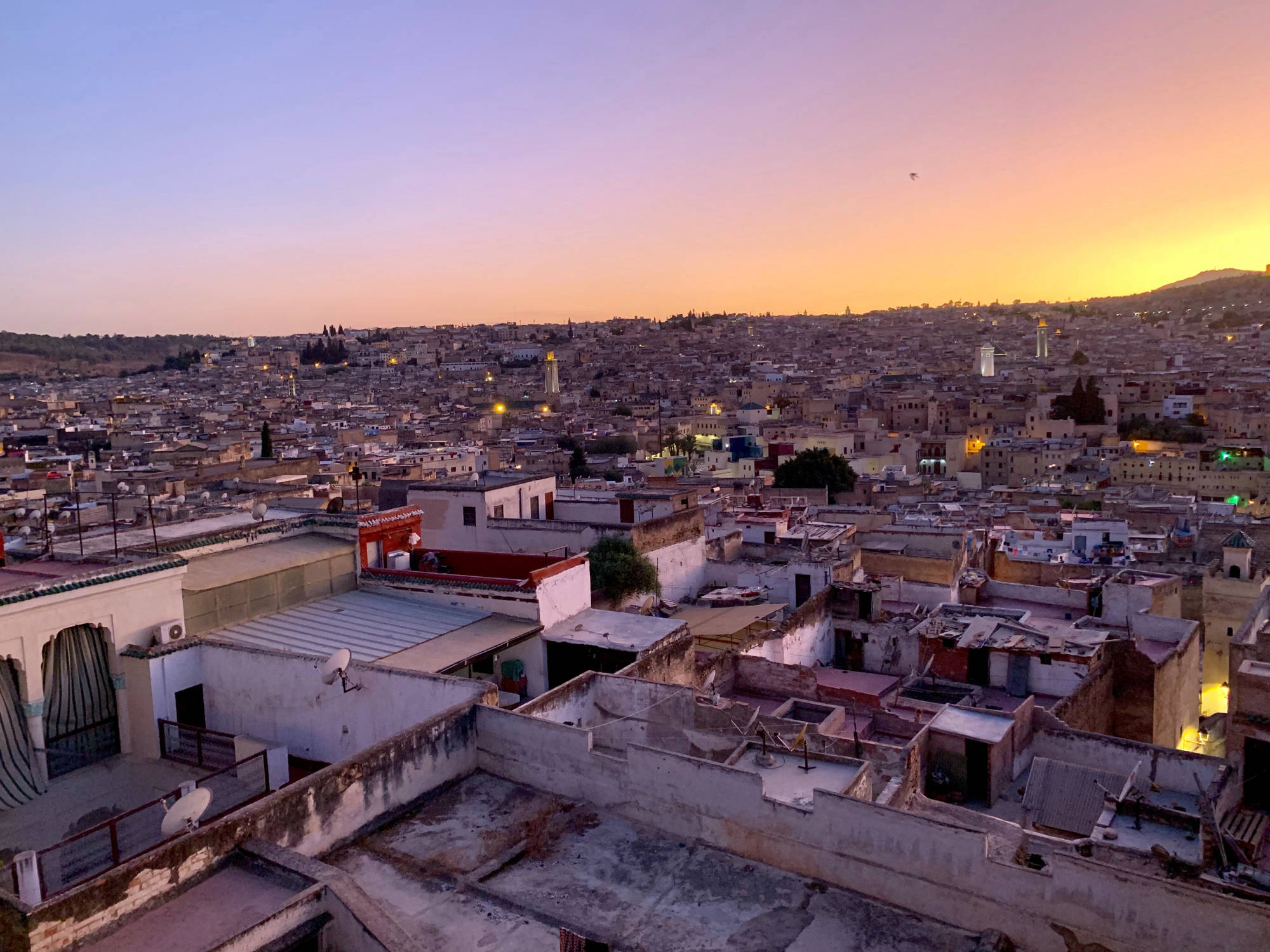 Coucher de soleil sur la médina de Fès